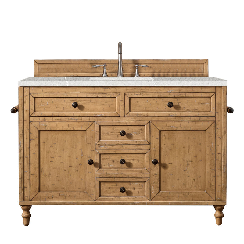 James Martin Copper Cove 48" Single Vanity Cabinet Driftwood Patina with 3 cm Eternal Serena Quartz Top 300-V48-DRP-3ESR