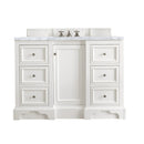 James Martin De Soto 48" Single Vanity Bright White with 3 cm Carrara Marble Top 825-V48-BW-3CAR