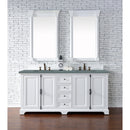 James Martin Providence 72" Double Vanity Cabinet Bright White with 3 cm Cala Blue Quartz Top 238-105-V72-BW-3CBL