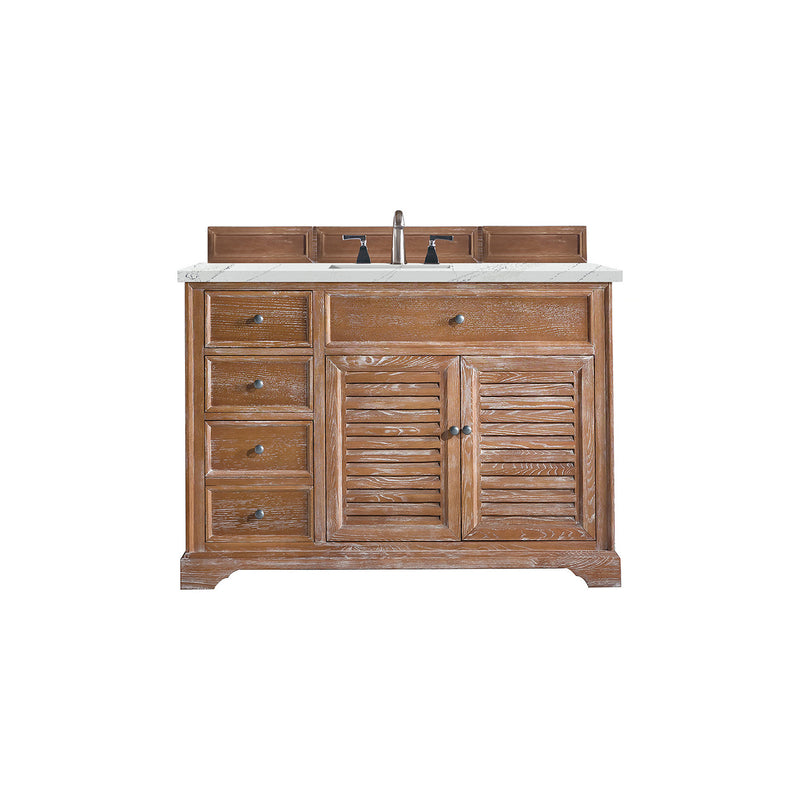 James Martin Savannah 48" Single Vanity Cabinet Driftwood with 3 cm Ethereal Noctis Quartz Top 238-104-5211-3ENC