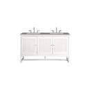 James Martin Athens 60" Double Vanity Cabinet Glossy White with 3 cm Grey Expo Quartz Top E645-V60D-GW-3GEX