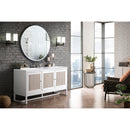 James Martin Athens 60" Single Vanity Cabinet Glossy White with 3 cm Arctic Fall Solid Surface Countertop E645-V60S-GW-3AF