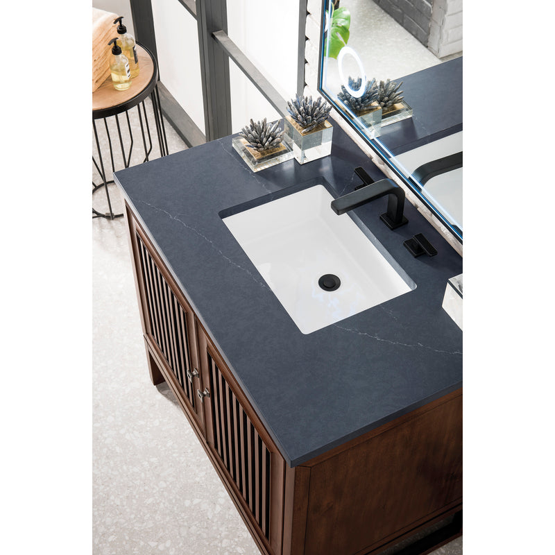 James Martin Athens 36" Single Vanity Cabinet Mid Century Acacia with 3 cm Charcoal Soapstone Quartz Top E645-V36-MCA-3CSP