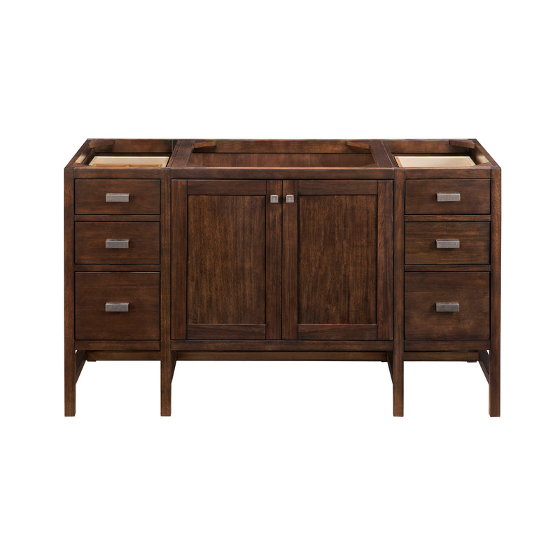 James Martin Addison 60" Single Vanity Cabinet Mid Century Acacia with 3 cm Eternal Jasmine Pearl Quartz Top E444-V60S-MCA-3EJP