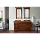 James Martin Brookfield 60" Warm Cherry Double Vanity with 3 cm Cala Blue Quartz Top 147-114-5681-3CBL