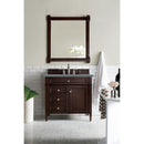 James Martin Brittany 36" Burnished Mahogany Single Vanity with 3 cm Cala Blue Quartz Top 650-V36-BNM-3CBL