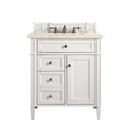 James Martin Brittany 30" Single Vanity Bright White with 3 cm Eternal Marfil Quartz Top 650-V30-BW-3EMR