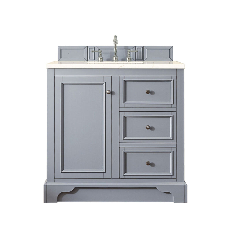 James Martin De Soto 36" Single Vanity Silver Gray with 3 cm Eternal Marfil Quartz Top 825-V36-SL-3EMR