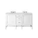 James Martin Addison 60" Double Vanity Cabinet Glossy White with 3 cm Carrara White Top E444-V60D-GW-3CAR