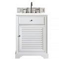 James Martin Savannah 26" Single Vanity Cabinet Bright White with 3 cm Classic White Quartz Top 238-104-V26-BW-3CLW