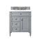 James Martin Brittany 30" Single Vanity Urban Gray with 3 cm Classic White Quartz Top 650-V30-UGR-3CLW