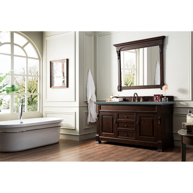 James Martin Brookfield 60" Burnished Mahogany Single Vanity with 3 cm Cala Blue Quartz Top 147-114-5361-3CBL