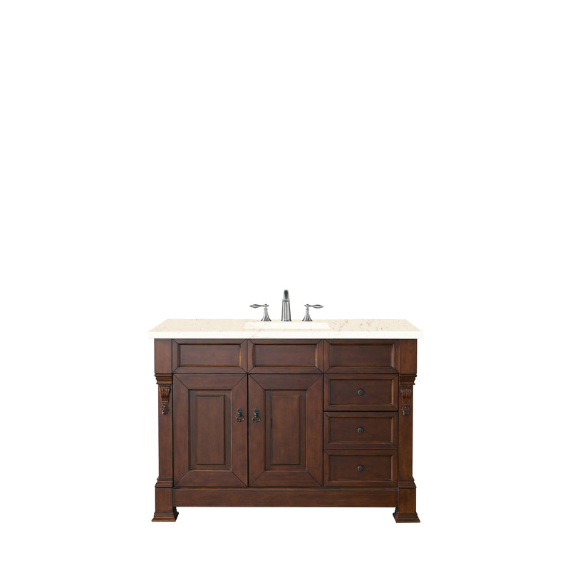 James Martin Brookfield 48" Warm Cherry Single Vanity with 3 cm Eternal Marfil Quartz Top 147-114-5286-3EMR