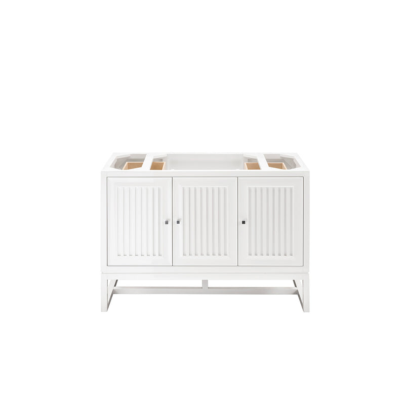 James Martin Athens 15" Cabinet with Drawers and Door Glossy White with 3 cm Carrara Marble Top E645-B15R-GW-3CAR