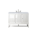 James Martin Athens 48" Single Vanity Cabinet Glossy White with 3 cm Carrara White Top E645-V48-GW-3CAR