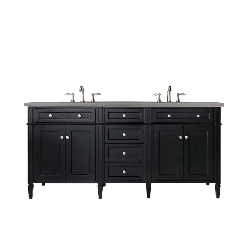 James Martin Brittany 72" Black Onyx Double Vanity with 3 cm Grey Expo Quartz Top 650-V72-BKO-3GEX