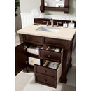 James Martin Brookfield 36" Burnished Mahogany Single Vanity with 3 cm Eternal Marfil Quartz Top 147-114-5566-3EMR