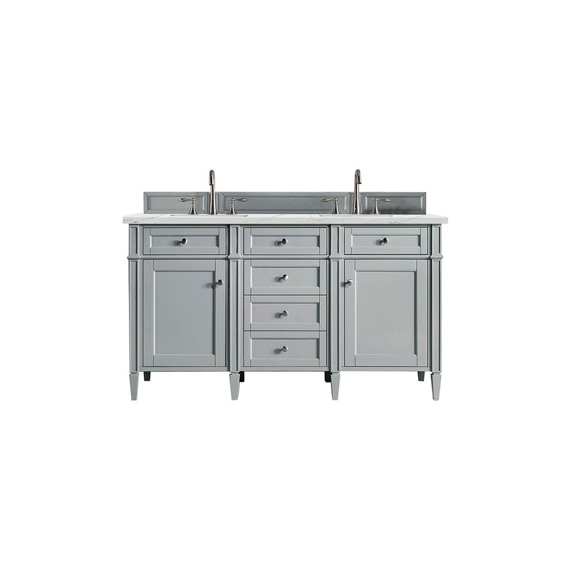 James Martin Brittany 60" Urban Gray Double Vanity with 3 cm Ethereal Noctis Quartz Top 650-V60D-UGR-3ENC