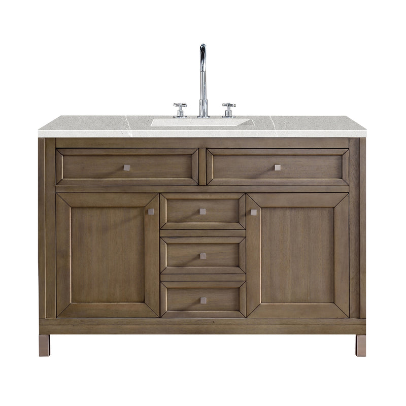 James Martin Chicago 48" Single Vanity Whitewashed Walnut with 3 cm Eternal Serena Quartz Top 305-V48-WWW-3ESR