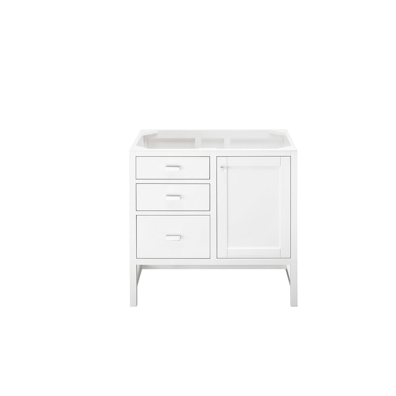 James Martin Addison 12" Depth Petite Tower Hutch - Left Glossy White E444-H12L-GW