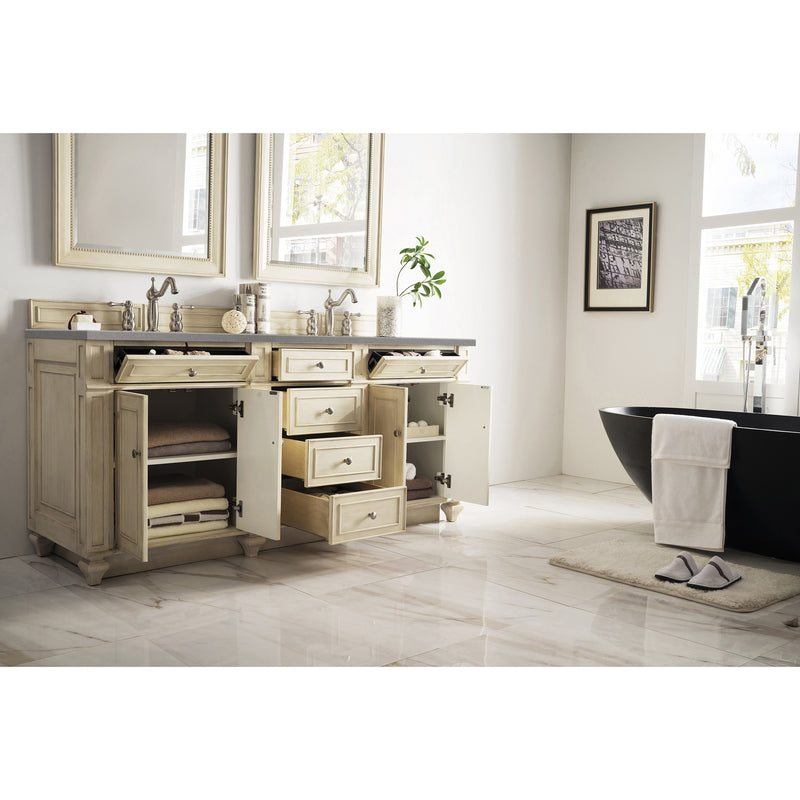 James Martin Bristol 72" Double Vanity Vintage Vanilla with 3 cm Gray Expo Quartz Top 157-V72-VV-3GEX