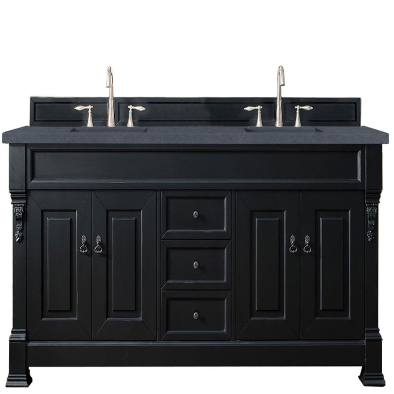 James Martin Brookfield 72" Antique Black Double Vanity with 3 cm Charcoal Soapstone Quartz Top 147-114-5731-3CSP