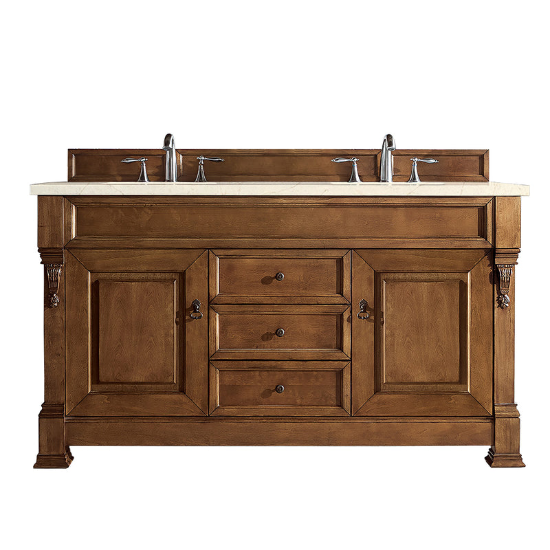 James Martin Brookfield 60" Country Oak Double Vanity with 3 cm Eternal Marfil Quartz Top 147-114-5671-3EMR