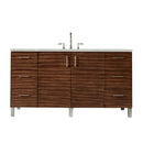 James Martin Metropolitan 60" Single Vanity American Walnut with 3 cm Eternal Serena Quartz Top 850-V60S-AWT-3ESR