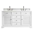 James Martin Savannah 60" Double Vanity Cabinet Bright White with 3 cm Classic White Quartz Top 238-104-V60D-BW-3CLW