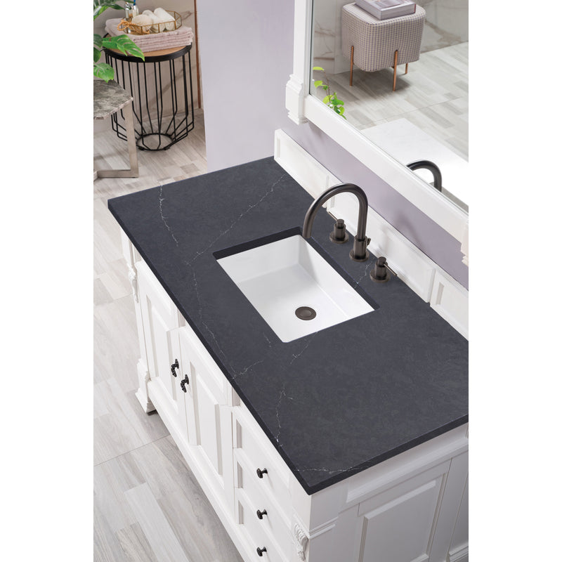 James Martin Brookfield 48" Bright White Single Vanity with 3 cm Charcoal Soapstone Quartz Top 147-V48-BW-3CSP