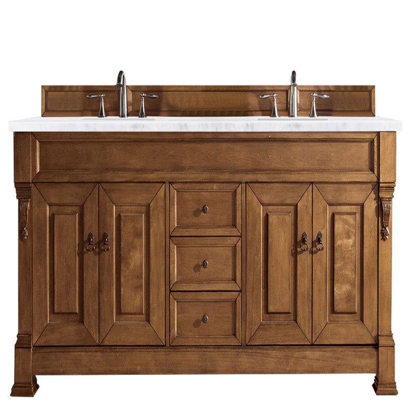 James Martin Brookfield 72" Country Oak Double Vanity with 3 cm Arctic Fall Solid Surface Top 147-114-5771-3AF