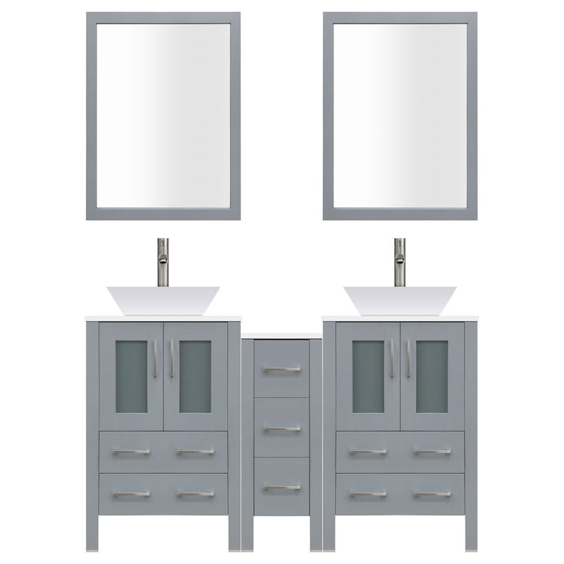 LessCare 72" Modern Bathroom Vanity Set with Mirror and Sink LV2-C14-72-G (Gray)