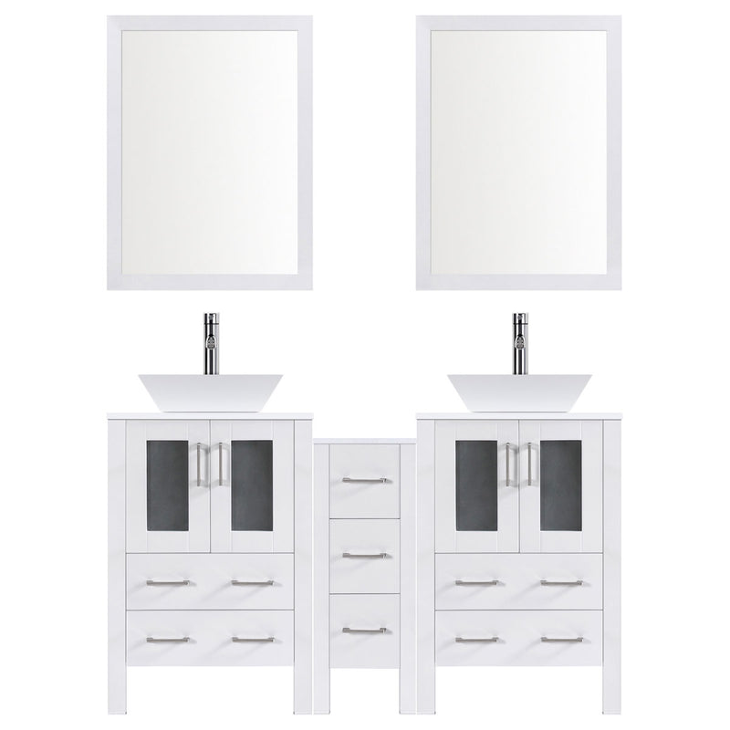 LessCare 72" Modern Bathroom Vanity Set with Mirror and Sink LV2-C14-72-W (White)