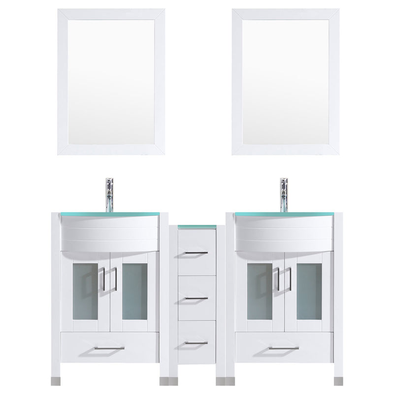 LessCare 60 White Vanity Set - Two 24 Sink Bases, One 12 Drawer Base (LV3-C13-60-W)