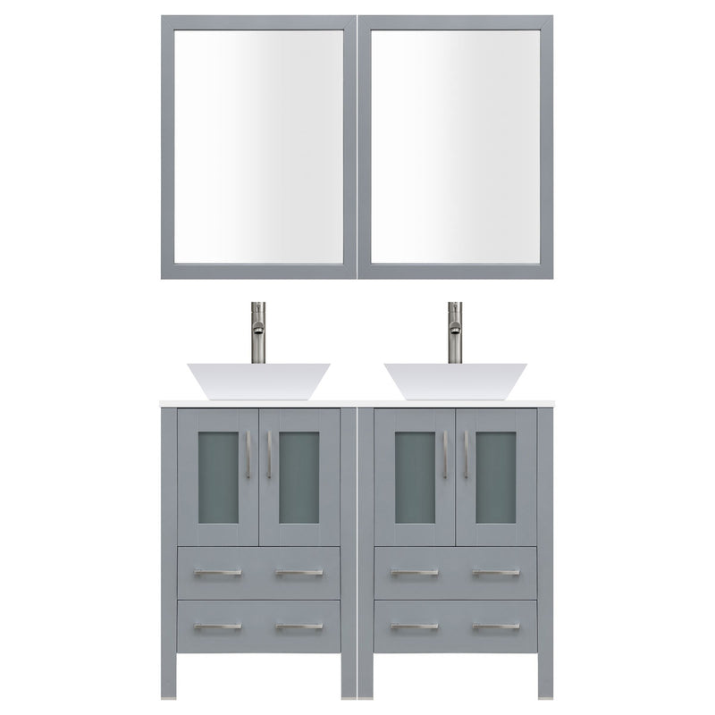 LessCare 72" Modern Bathroom Vanity Set with Mirror and Sink LV2-C12-72-G (Gray)