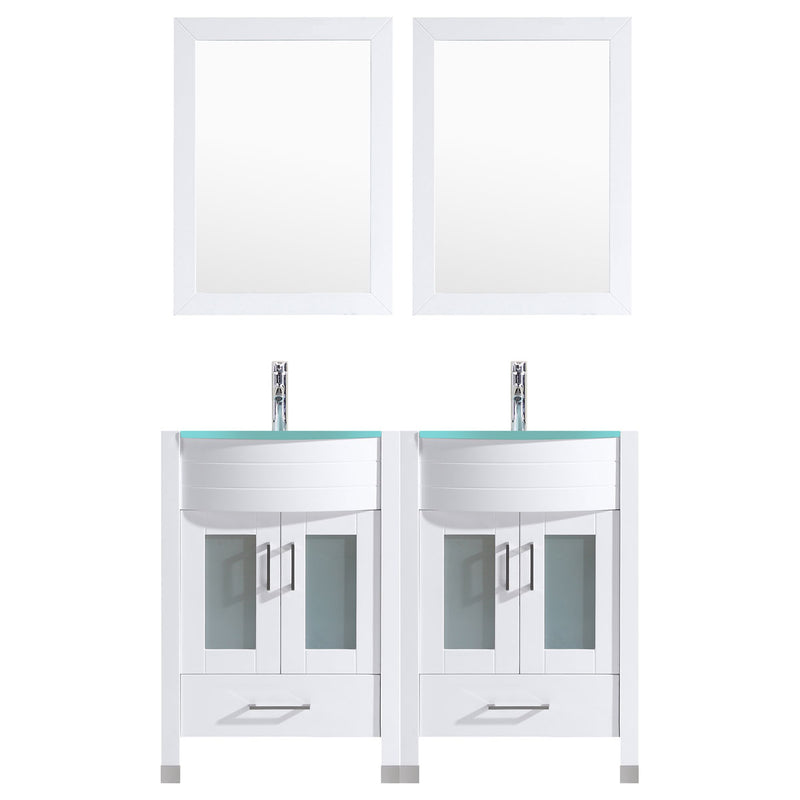 LessCare 60 White Vanity Set - Two 30 Sink Bases (LV3-C11-60-W)