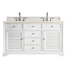 James Martin Savannah 60" Double Vanity Cabinet Bright White with 3 cm Eternal Marfil Quartz Top 238-104-V60D-BW-3EMR