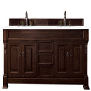 James Martin Brookfield 72" Burnished Mahogany Double Vanity with 3 cm Classic White Quartz Top 147-114-5761-3CLW