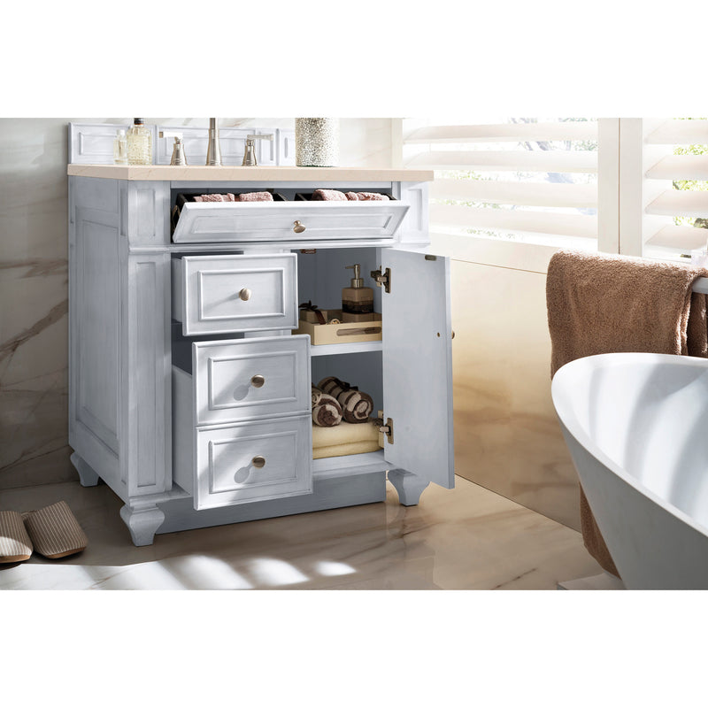 James Martin Bristol 30" Single Vanity Bright White with 3 cm Eternal Marfil Quartz Top 157-V30-BW-3EMR