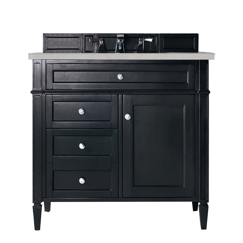 James Martin Brittany 36" Black Onyx Single Vanity with 3 cm Eternal Serena Quartz Top 650-V36-BKO-3ESR