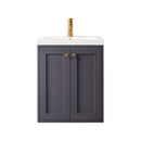 James Martin Chianti 24" Single Vanity Cabinet Mineral Grey with White Glossy Resin Countertop E303-V24-MG-WG