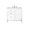 James Martin Addison 36" Single Vanity Cabinet Glossy White with 3 cm Eternal Serena Top E444-V36-GW-3ESR