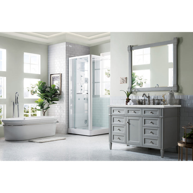 James Martin Brittany 48" Urban Gray Single Vanity with 3 cm Ethereal Noctis Quartz Top 650-V48-UGR-3ENC