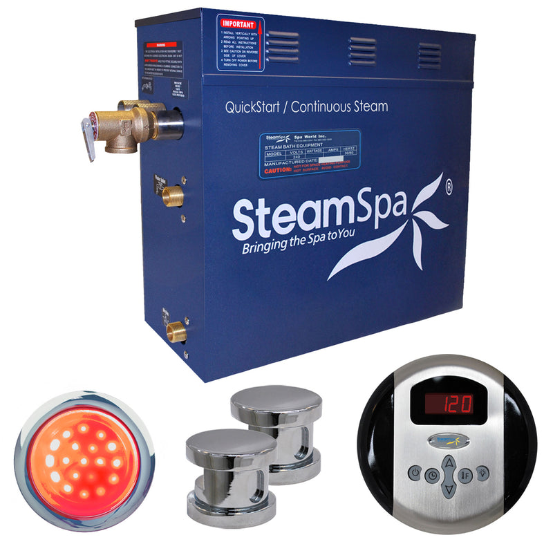 SteamSpa Indulgence 10.5 KW QuickStart Acu-Steam Bath Generator Package in Polished Chrome