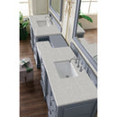 James Martin De Soto 118" Double Vanity Set Silver Gray with Makeup Table 3 cm Eternal Serena Quartz Top 825-V118-SL-DU-ESR