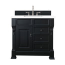 James Martin Brookfield 36" Antique Black Single Vanity with 3 cm Classic White Quartz Top 147-114-5536-3CLW