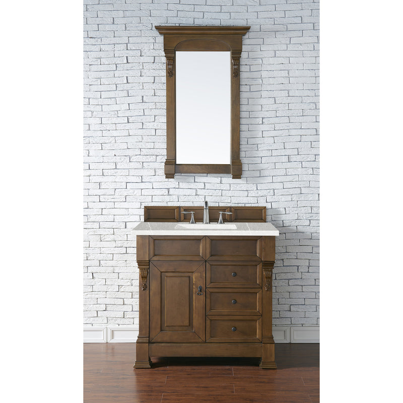 James Martin Brookfield 36" Country Oak Single Vanity with 3 cm Eternal Serena Quartz Top 147-114-5576-3ESR