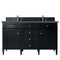 James Martin Brittany 60" Black Onyx Double Vanity with 3 cm Charcoal Soapstone Quartz Top 650-V60D-BKO-3CSP