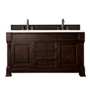 James Martin Brookfield 60" Burnished Mahogany Double Vanity with 3 cm Classic White Quartz Top 147-114-5661-3CLW