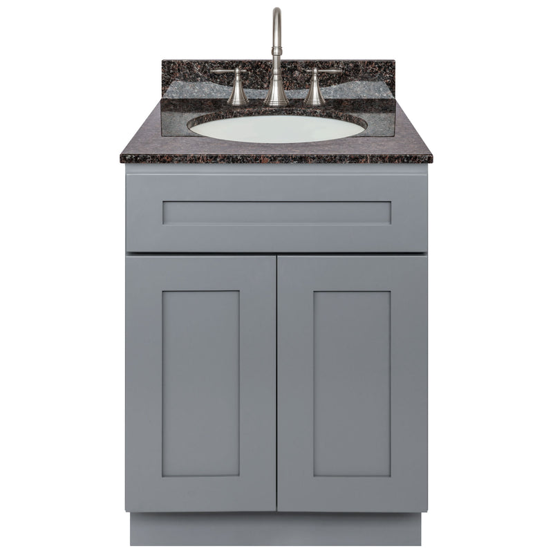 Cherry Bathroom Vanity 24", Tan Brown Granite Top, Faucet LB7B TB258-24CG-7B